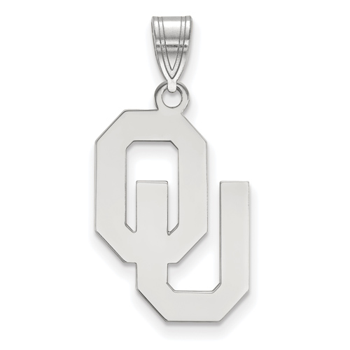 Sterling Silver 3/4in University of Oklahoma OU Pendant
