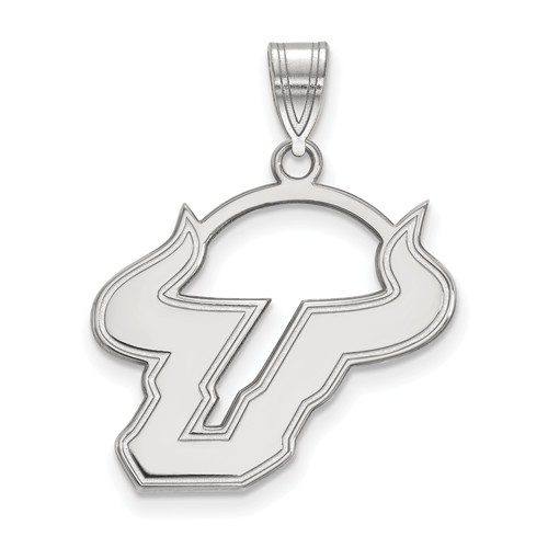 Sterling Silver Univ of South Florida Bull Horns U Pendant 3/4in