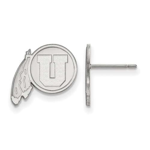 University of Utah Small Post Earrings 14k White Gold