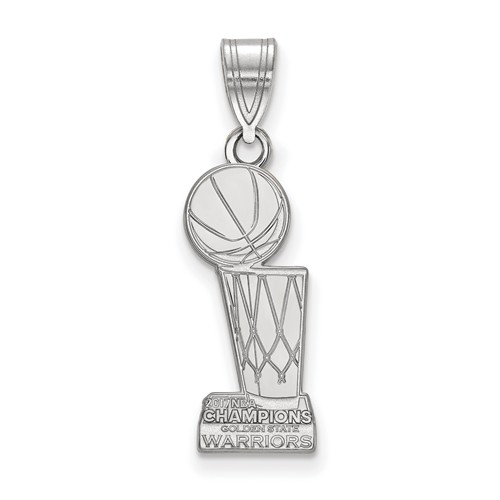 Sterling Silver 3/4in Golden State Warriors 2017 Champs Pendant