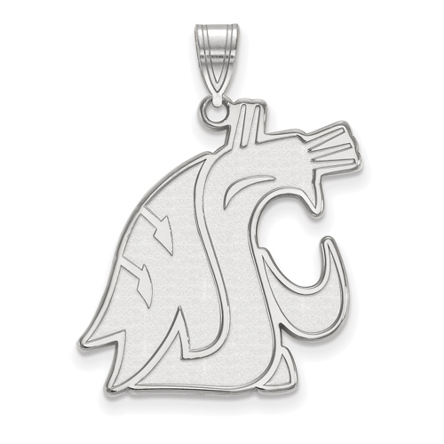 Sterling Silver 1in Washington State University Cougar Head Pendant
