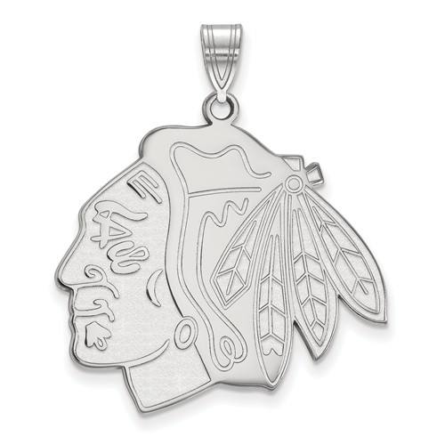Sterling Silver 1in Chicago Blackhawks Pendant