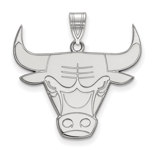 14k White Gold 7/8in Chicago Bulls Logo Pendant