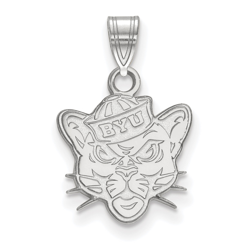 Brigham Young University Cougar Pendant 1/2in 14k White Gold