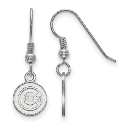 Sterling Silver Chicago Cubs Small Dangle Wire Earrings