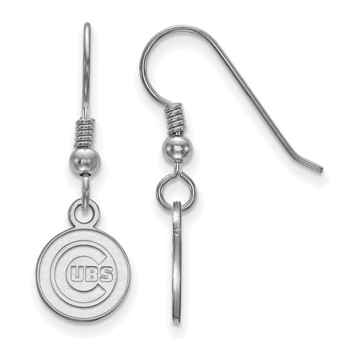 Sterling Silver Chicago Cubs Small Dangle Wire Earrings