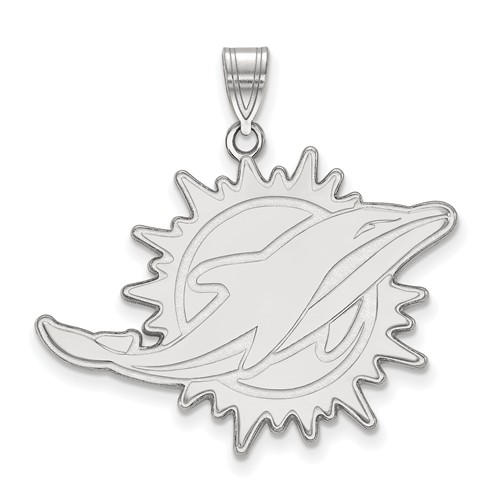 Sterling Silver 1in Miami Dolphins Pendant