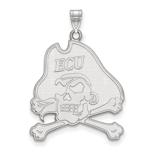 10k White Gold 1in East Carolina University Skull and Bones Pendant
