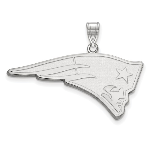 10k White Gold 1 1/2in New England Patriots Pendant