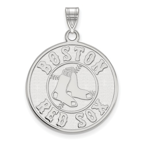 10kt White Gold 1in Boston Red Sox Pendant