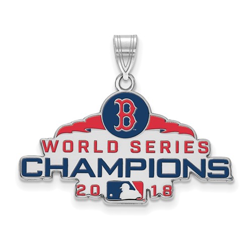 Sterling Silver 1in Boston Red Sox World Series 2018 Enamel Pendant