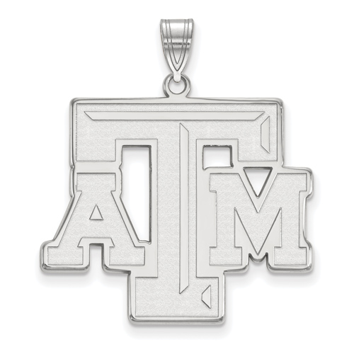 10kt White Gold 1in Texas A&M University Beveled Pendant