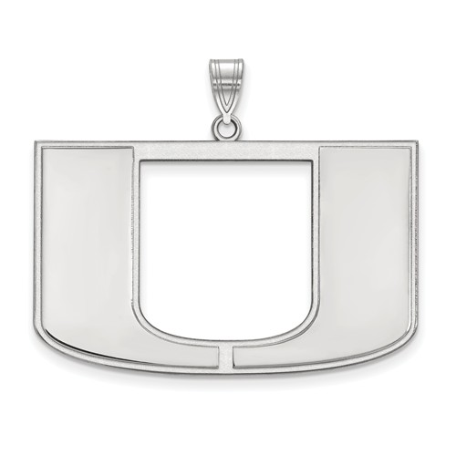 14kt White Gold 1in University of Miami U Logo  Pendant