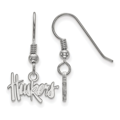 Silver University of Nebraska Huskers Extra Small Dangle Earrings