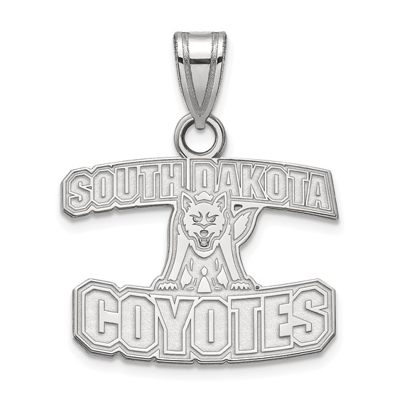 Sterling Silver University of South Dakota Coyotes Logo Pendant 1/2in