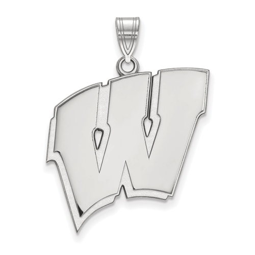 14kt White Gold 1in University of Wisconsin W Pendant
