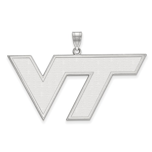 14k White Gold Virginia Tech VT Pendant 1in 