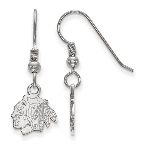 Sterling Silver Chicago Blackhawks Extra Small Dangle Earrings