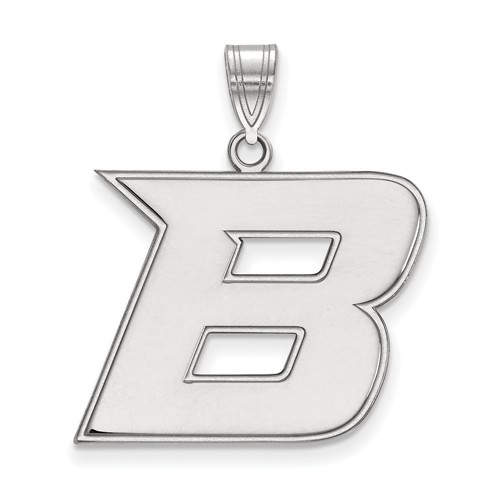 Boise State University B Pendant 3/4in 10k White Gold