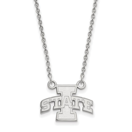 Iowa State University 1/2in Pendant on Necklace Sterling Silver