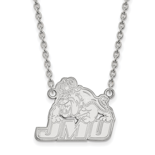 10k White Gold 3/4in James Madison University Pendant with 18in Chain