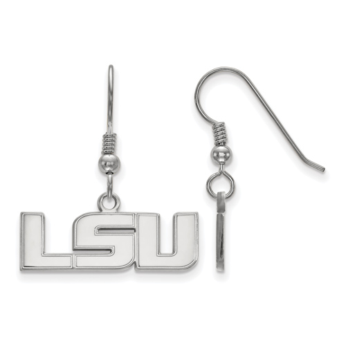 Sterling Silver Louisiana State University LSU Dangle Wire Earrings