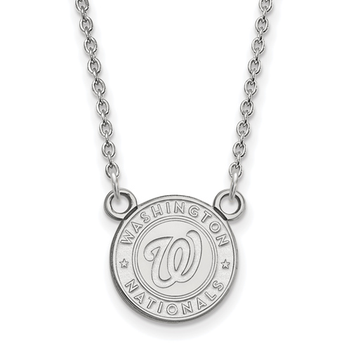 Silver 1/2in Washington Nationals Baseball Pendant on 18in Chain