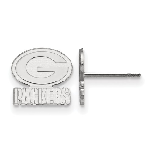 14k White Gold Green Bay Packers Extra Small Logo Earrings