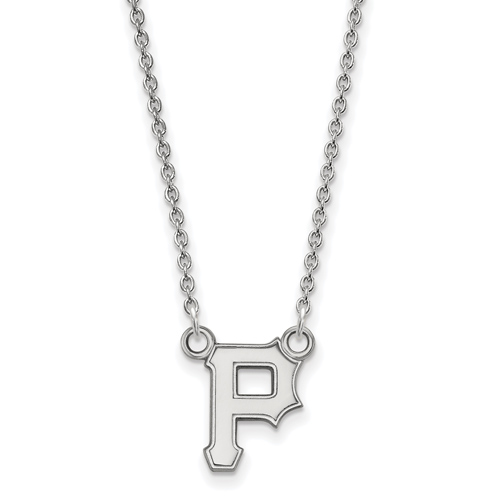 14k White Gold 1/2in Pittsburgh Pirates P Pendant on 18in Chain