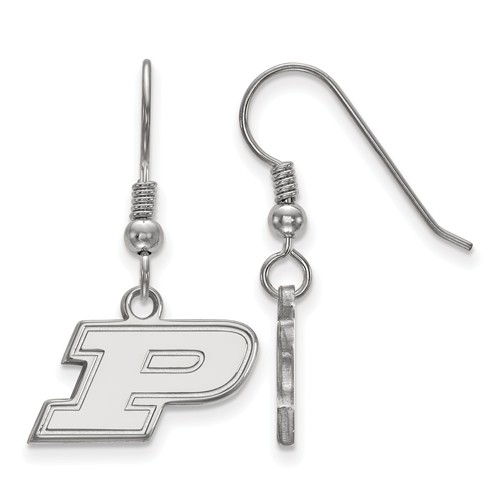 Sterling Silver Purdue University P Extra Small Dangle Earrings