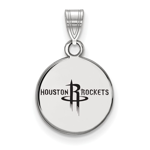 Sterling Silver 1/2in Houston Rockets Round Enamel Pendant