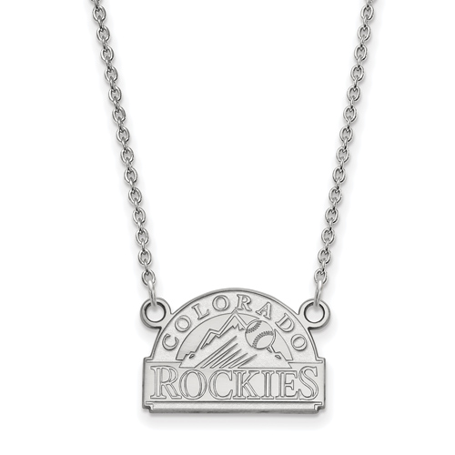 10k White Gold Colorado Rockies Arched Pendant on 18in Chain