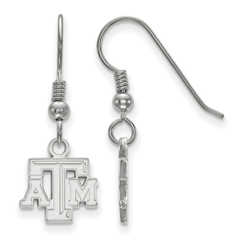 Silver Texas A&M University Beveled Logo Extra Small Dangle Earrings