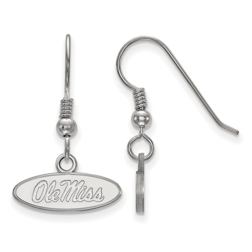 Sterling Silver Ole Miss Oval Extra Small Dangle Earrings
