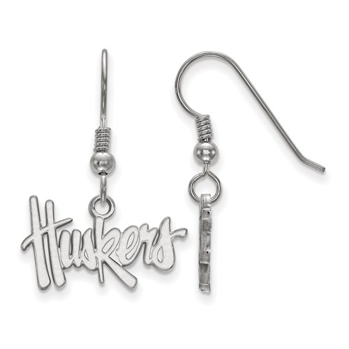 Sterling Silver University of Nebraska Huskers Dangle Wire Earrings