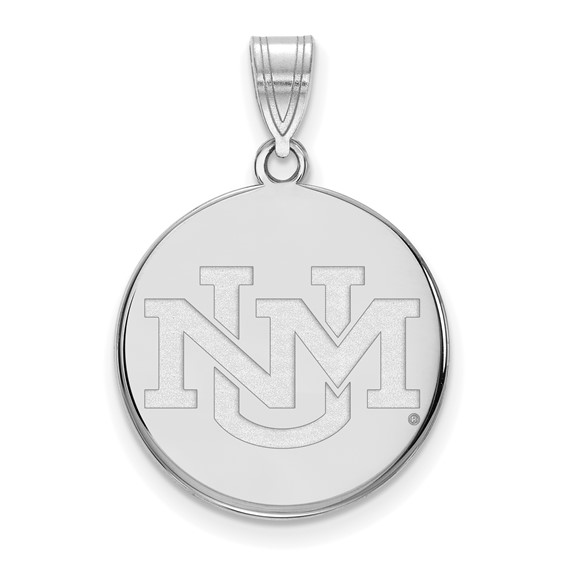 Sterling Silver University of New Mexico Disc Pendant 3/4in