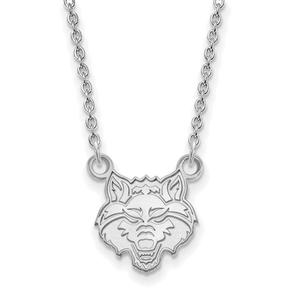 Sterling Silver Arkansas State University Wolf Petite Necklace