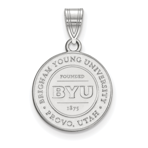 Brigham Young University Round Crest Pendant 5/8in Sterling Silver