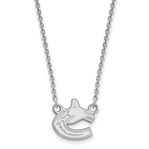 14k White Gold Small Vancouver Canucks Pendant with 18in Chain
