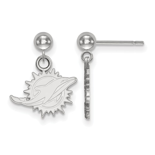 Sterling Silver Miami Dolphins Dangle Ball Earrings