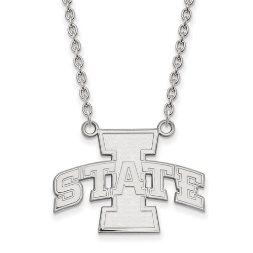 Iowa State University Necklace 3/4in 10k White Gold