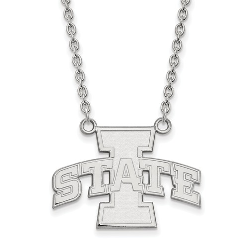 Iowa State University Necklace 3/4in 10k White Gold