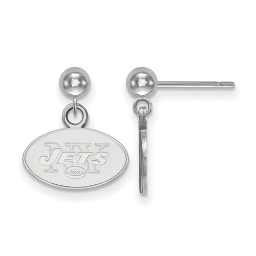 Sterling Silver New York Jets Dangle Ball Earrings