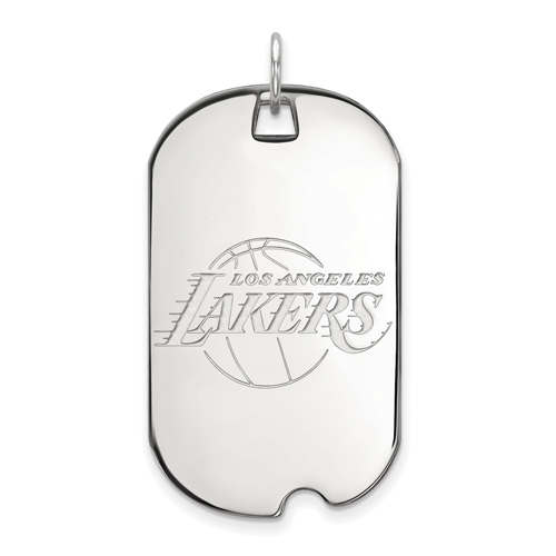 14k White Gold 1 1/2in Los Angeles Lakers Dog Tag