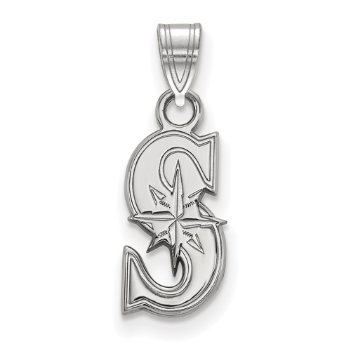 10k White Gold 1/2in Seattle Mariners S Pendant