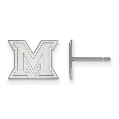 10k White Gold Miami University Extra Small Post Earrings