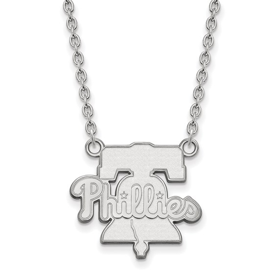 10kt White Gold Philadelphia Phillies Pendant on 18in Chain
