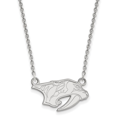Sterling Silver Small Nashville Predators Pendant with 18in Chain