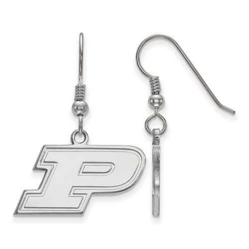 Sterling Silver Purdue University P Dangle Earrings