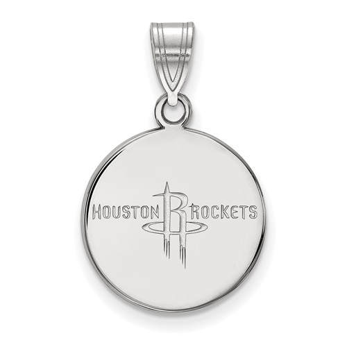 Sterling Silver 5/8in Round Houston Rockets Pendant
